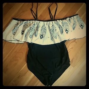 One piece off the shoulder swim suit